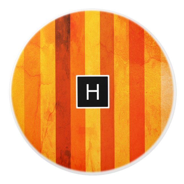 Varm Väderbiten Orange Röd Randig Monogram Knopp (Framsidan)