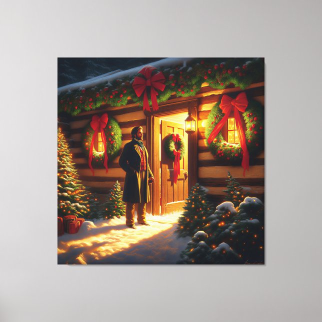 Varm Välkomst: Eastman Johnson Holiday Glow Canvastryck (Framsida)
