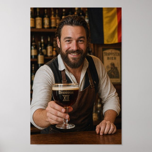 Varm välkomsthälsning från belgisk bartender på po poster (Framsidan)