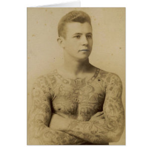 Varm vintagetatueringman hälsningskort