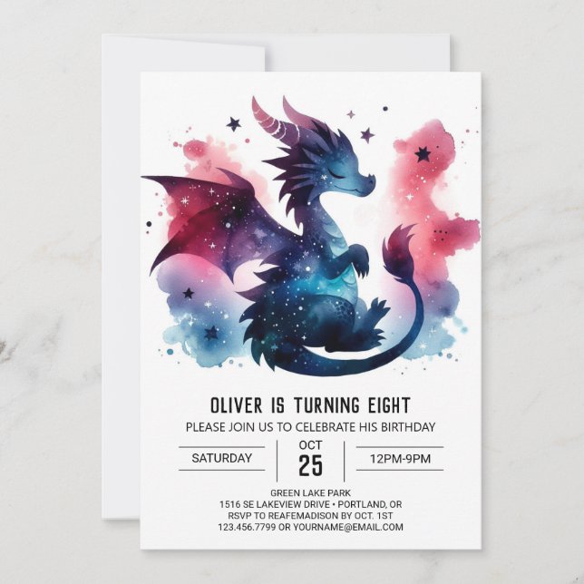 Varm Winged Dragon Birthday Children Inbjudningar (Framsida)