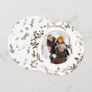 Varm Winter Berry Wandery Photo Helgdag Card Julkort