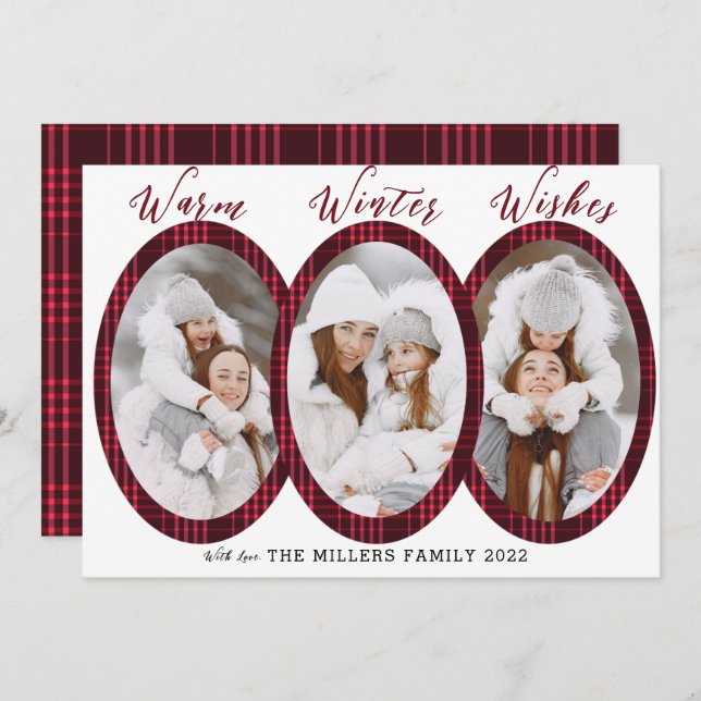 Varm Winter Önskemål 3 Photo Collage Julkort (Fram/baksida)