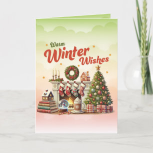 Varm Winter Önskemål jul-Helgdag-kort Helgkort