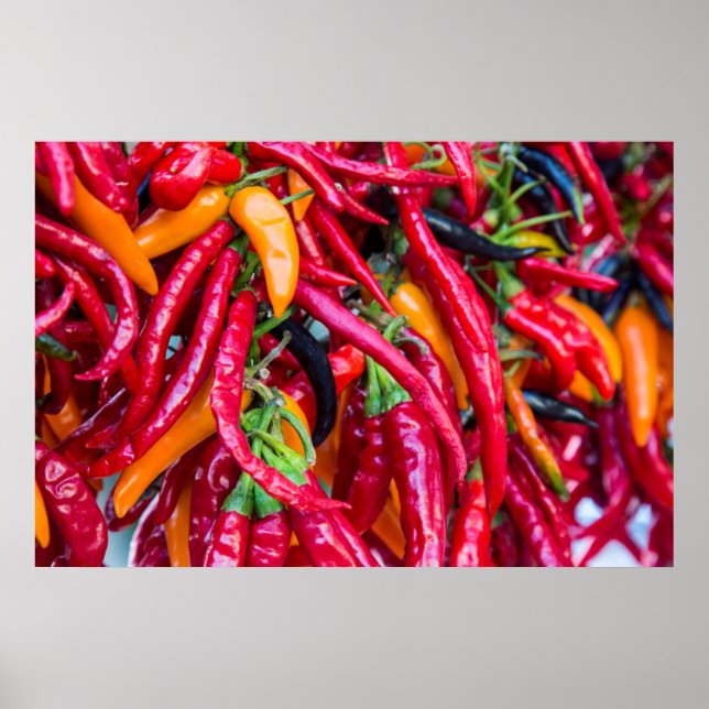 Varma chilipeppar på bondens marknad i Madison Poster (Framsidan)