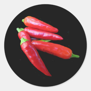 Varma Chilipeppar Runt Klistermärke