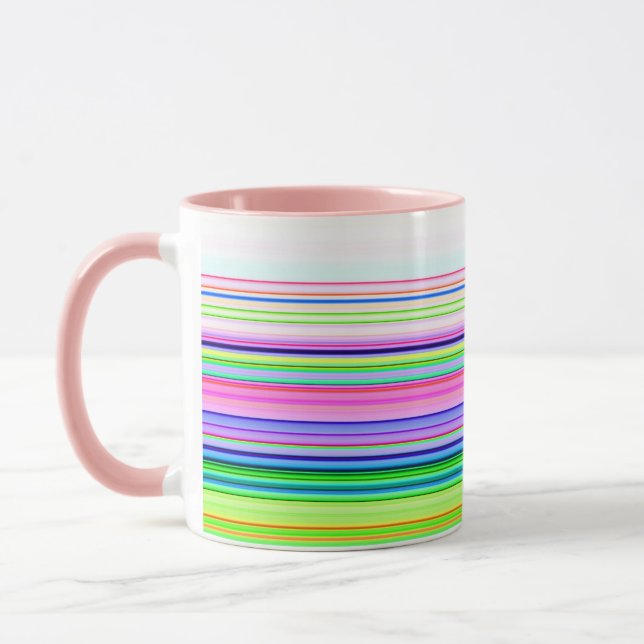 Varma färgglada neonränder mugg (Vänster)