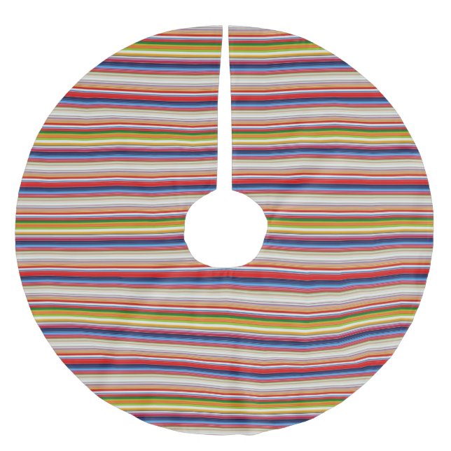 Varma färgglada ränder julgransmatta borstad polyester (Framsidan)
