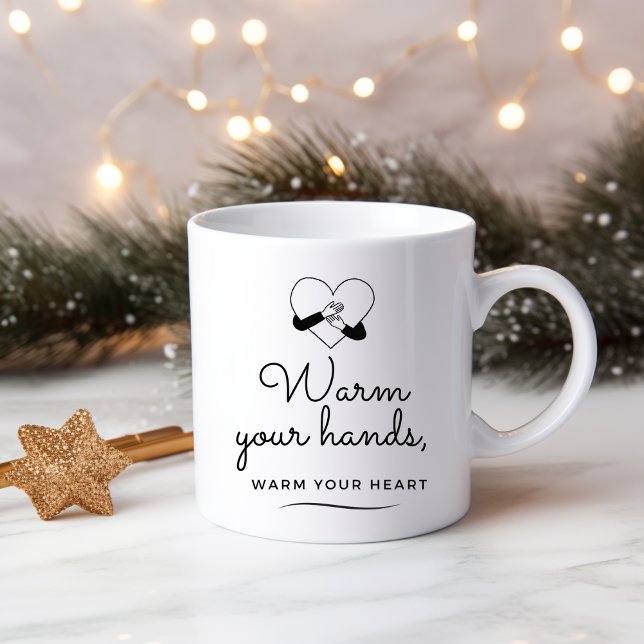 Varma händerna, värm hjärtat kaffemugg (Skapare uppladdad)