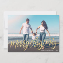 Varma julhälsningar guld-fotokort