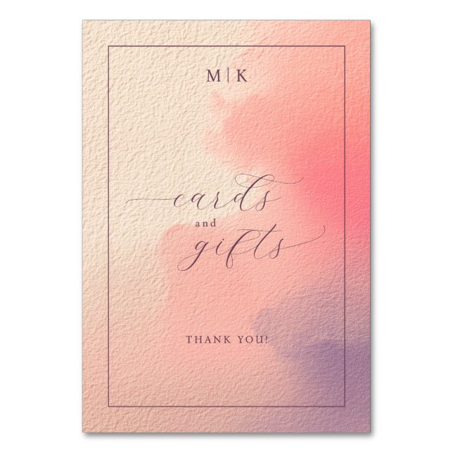 Varma pastella vattenfärgstoner bordsnummer (Framsidan)