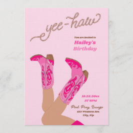 Varma Rosa Cowgirlstövlar Födelsedag Inbjudningar