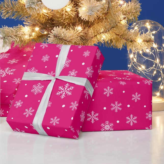 Varma Rosa Vinter Snöflingor Jul Presentpapper (Helgdagar)