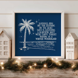 Varmare Palmträd Strand Jul Poster