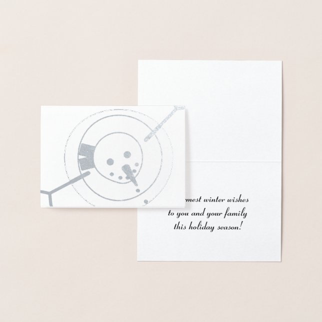 Varmaste hälsningskort för Winter Önskemål Snögubb Folierat Kort (Display)