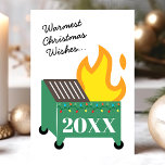 varmaste julen i Önskemål 2020 Dumpster Fire Helgkort<br><div class="desc">Varmast julklapp för Önskemål 2020-Helgdag. Anpassa anpassad design med egen text.</div>