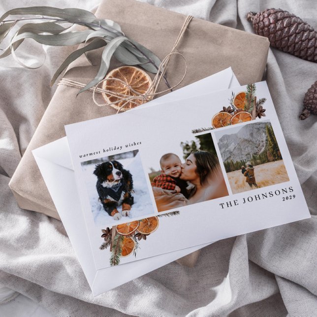 varmaste Önskemål Boho Citrus Botanical 3 Photo Ho Helg Vykort (Get into the holiday spirit with a heartfelt postcard! 🎅)