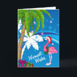 varmaste Önskemål Handflatan Träd Flamingo Beach-j Helgkort<br><div class="desc">Detta varmaste Önskemål Julhälsningar kort med handflatan träd som dekorerats med julgranen ljus och en flamingo med en julhatt mot coolans blå och vita abstrakt strandbakgrund. Inuti Hälsning ~ Hjärsta Önskemål för Koliter - Vissa bilder efter teckning&@delightful-doodles.com ^</div>