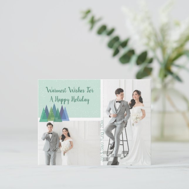 varmaste Önskemål Modern Teal | 2 FotoHelgdag Vykort (Stående Fram)