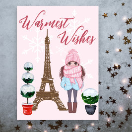 varmaste Önskemål Paris Eiffel Torn Rosa jul jul Helgkort
