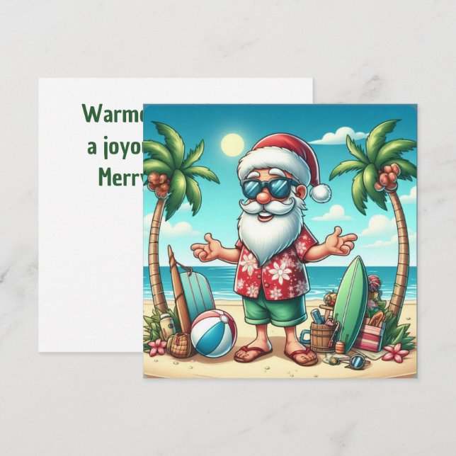 varmaste Önskemål Tropical Santa Kort (Fram/baksida)