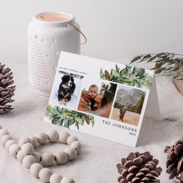 varmaste Önskemål Winter Fir Cone Greenery Photo H Helgkort (Get into the holiday spirit with a heartfelt folded christmas card! 🎅)
