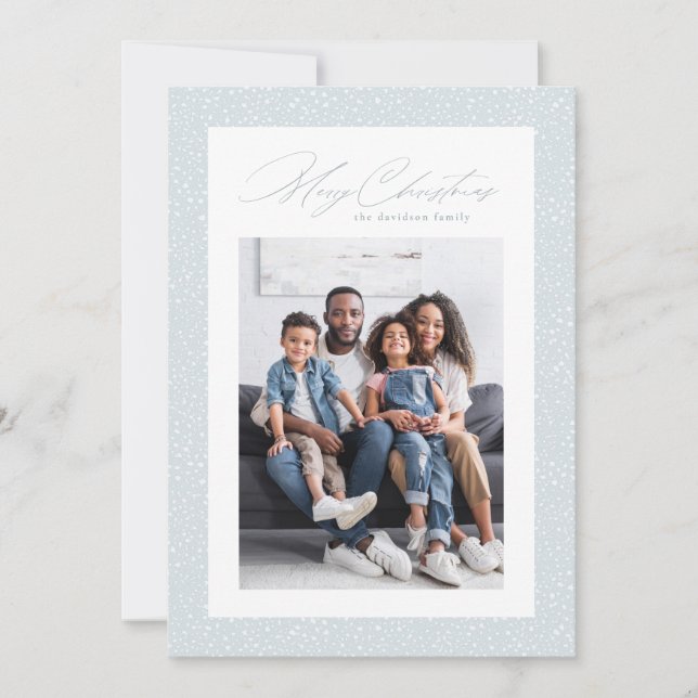 Varmaste önskningar en bild snöflur ram enkel julkort (Framsida)