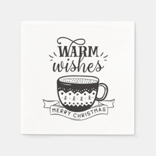 Varmaste önskningar kopp varm kaffe kakao jul typo pappersservett