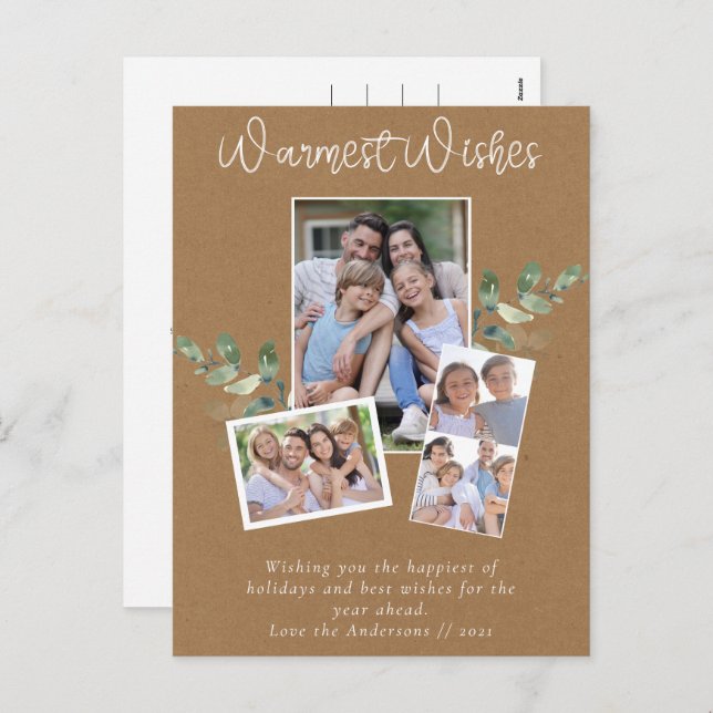Varmaste önskningar Kraft Eucalyptus Foto Collage Helg Vykort (Fram/baksida)