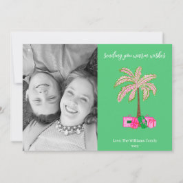 Varmaste önskningar Palmträd Foto Julkort