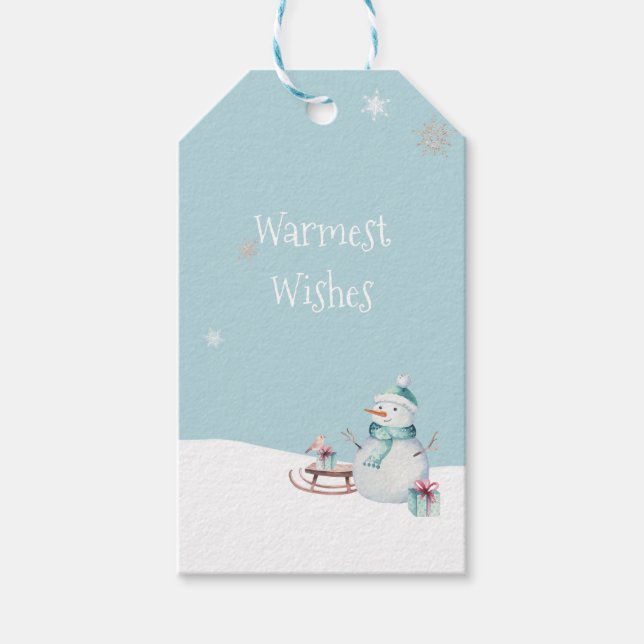 Varmaste önskningar Snömannen Slädpresent  Presentetikett (Framsidan)