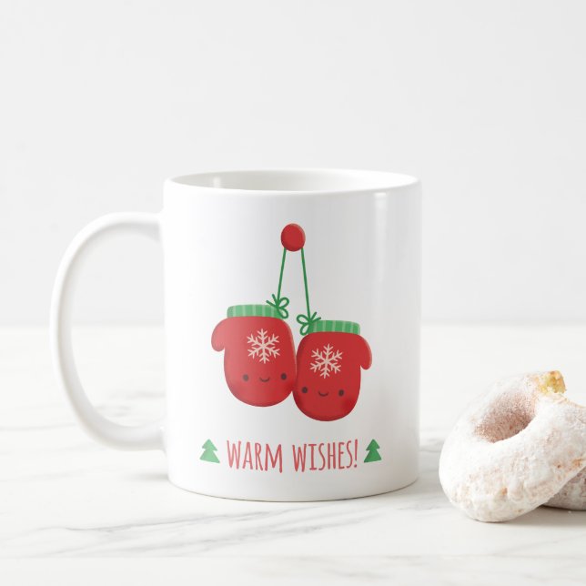 Varmaste önskningar Söta jul snöflinga handskar Kaffemugg (Med munk)