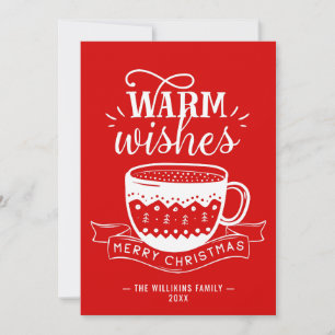 Varmaste önskningar Varm Kopp Kaffe Kakao Röd Vit Julkort
