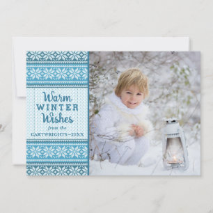 Varmblått Önskemål Snowflake Sweater Photo Blue Julkort