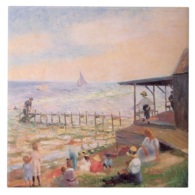 Varmdagen vid stranden kakelplatta (Framsidan)