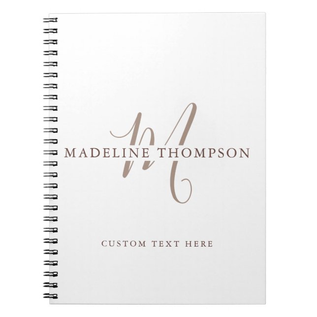 Värme Beige Monogrammerad Skrift Anteckningsbok (Framsidan)