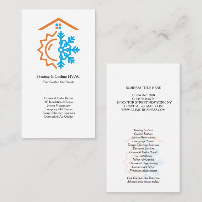 Värme Kyla Experter HVAC Visitkort (Fram/baksida)