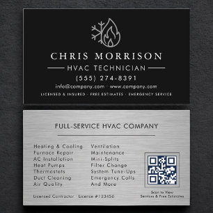 Värme & Kyla HVAC QR-kod Svart Visitkort