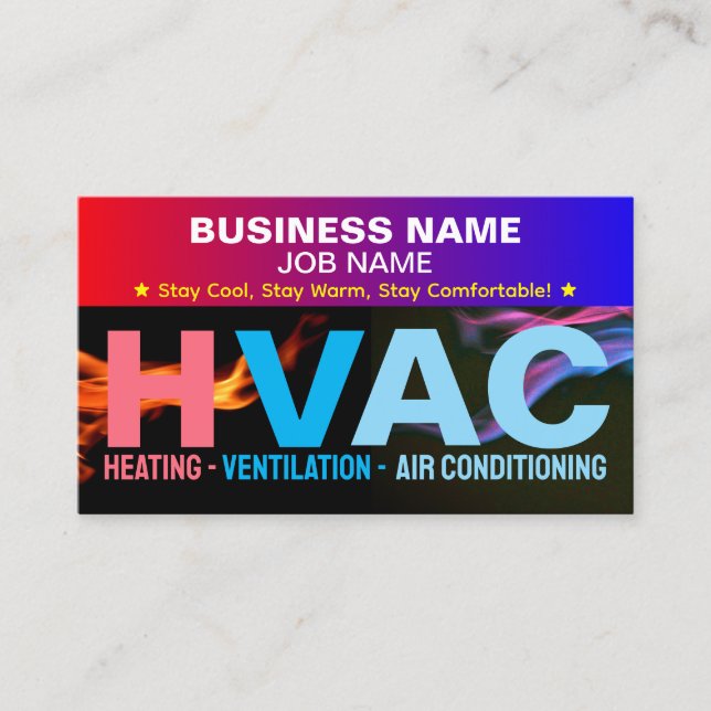 Värme & Kyla & Luftkonditioneringstjänster | HVAC  Visitkort (Framsida)