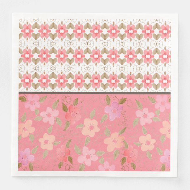 Värme och blommade Rosa Party Napkins Pappersservett (Framsida)
