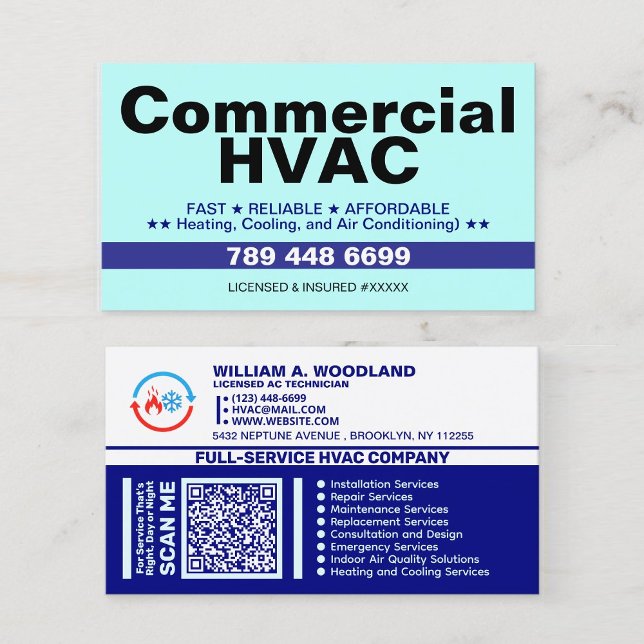 Värme och Kyla & Luftkonditionering QR-kod | Komme Visitkort (commercial HVAC business cards, HVAC cards for B2B clients, cards for facility managers)