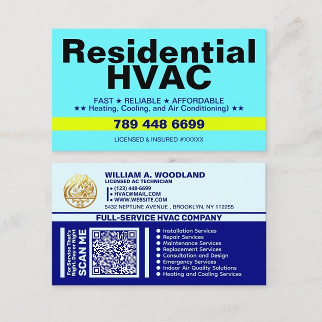 Värme och Kyla Qr-kod | Bostads HVAC Visitkort (HVAC Heating and Cooling Specialists)