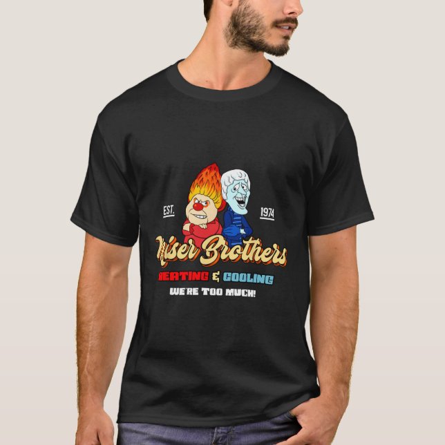Värme Och Kylning Bröder Jul Retro  T Shirt (Framsida)