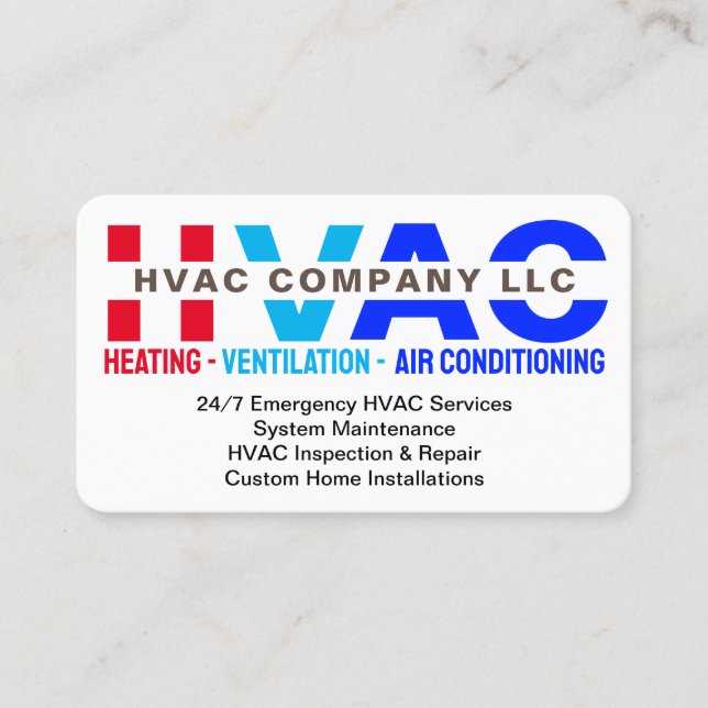 Värme & Ventilation & Luftkonditionering - HVAC Visitkort (Framsida)