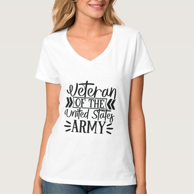 Varmé Verean Proud Militär V-Nacke T Shirt (Framsida)