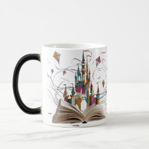 Värmeavslöjande Whimsical Bok Sida Konst Magisk Mugg