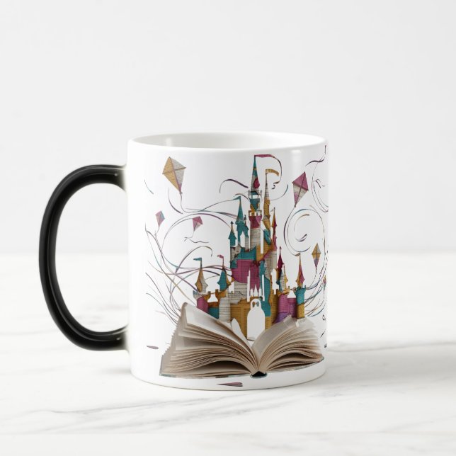 Värmeavslöjande Whimsical Bok Sida Konst Magisk Mugg (Vänster)