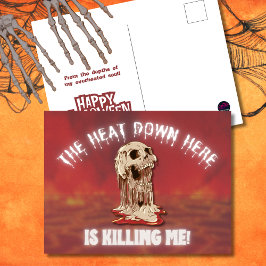 Värmen här nere Halloween Smälter Skull Helg Vykort