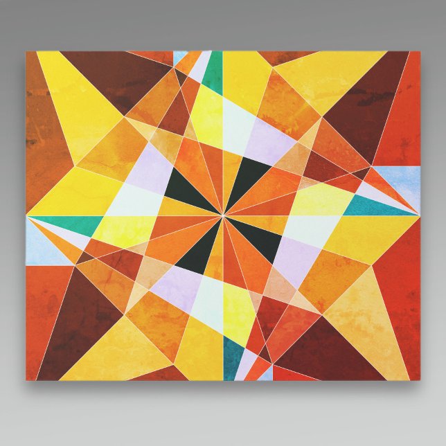 Varmfärgade Kalla Kantiga Geometriska Former Presentpapper (Skapare uppladdad)