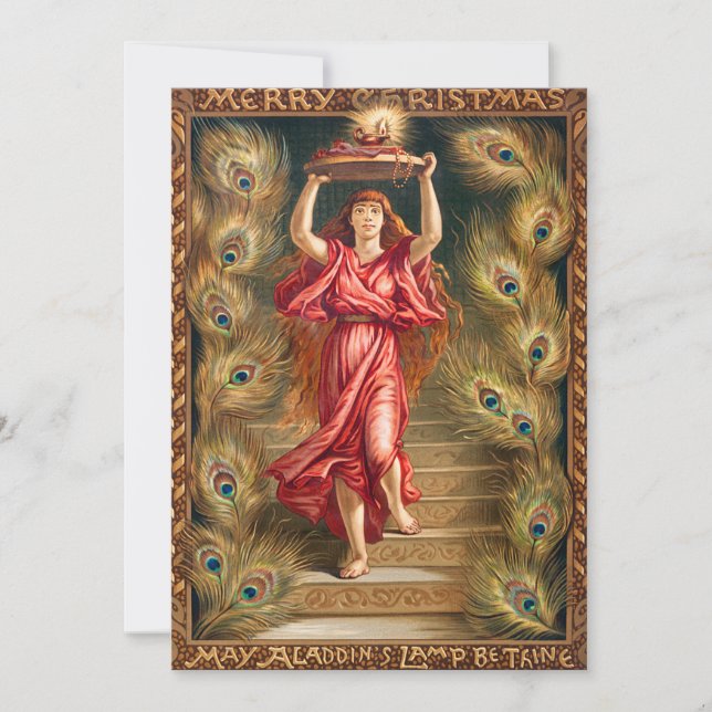 Varmhållarlampa med låga från Aladdins lampa Julkort (Framsida)